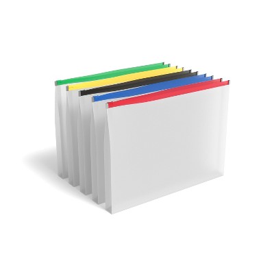 MyOfficeInnovations Poly Zip Envelopes Legal Size Clear with Assorted Zippers 5/PK 344888