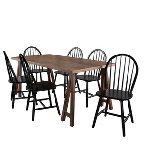 GDFStudio Ansley 7 Pieces Farmhouse Rubber Wood Dining Set - 1 of 4