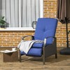 Resenkos Outdoor Rattan Recliner Chic Set With Cushions & Footrests for Balcony & Porch Relaxation, Wicker Lounge Chair With Armrests, Dark Blue - 3 of 4