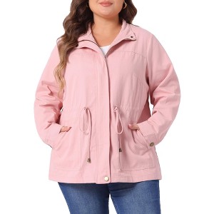 Agnes Orinda Women's Plus Size Winter Zipper Drawstring Waist Long Sleeve with Pockets Fashion Jackets - 1 of 4