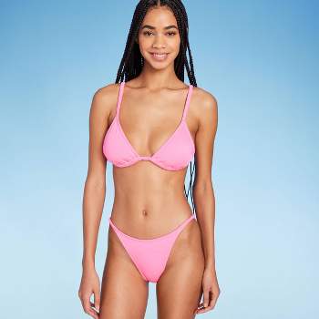 Women's Strap Triangle Bikini Top - Wild Fable™ Pink