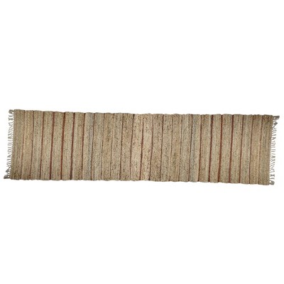 TAG Victoria Brown Stripe with Tassels 2.5'X9' Rug Runner Cotton Indoor Rug