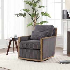 Embrace Relaxation: Deep-Seated Corduroy Swivel Chair - 1 of 4