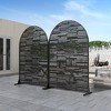 PexFix 72 in. x 47 in. Arched Outdoor Metal Privacy Screen Garden Fence Black - 2 of 4
