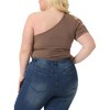 Agnes Orinda Women's Plus Size Summer One Shoulder Hollow Out Bodycon Romper Bodysuit - 4 of 4