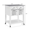 FONTOI Mobile Rolling Kitchen Island, Trolley Serving Cart with Underneath Drawer & Slide-Out Wire Storage Basket, White, 22.05"*36.07"*29.93" - 3 of 4
