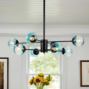 Rennnsan Droska 36" W 8 -Light Dimmable Mid-Century Sputnik Chandelier in Black & Brass - 1 of 4