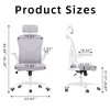 Lirago Ergo Chair w/Flip-Up Armrests - Adjustable Headrest & Lumbar, Gray Mesh - 4 of 4