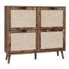 KTMBDW Rattan Shoe Storage Cabinet with 4 Flip Drawers, Freestanding Organizer with Wood Legs for Entryway, Narrow Shoe Rack Cabinet - 4 of 4