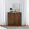 TIRAMISUBEST Sideboard with 2 Sliding Doors & Solid Wood Decorative Strips,Spacious Storage Cabinet for Living Room, Kitchen, Dining, Entryway - 3 of 4