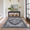 Washable Vintage Medallion Rug Non Slip Low Pile Rug Soft Retro Floor Cover Foldable Indoor Carpet for Living Room Bedroom Home Office - 2 of 4