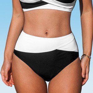 Women's Color Block High Waisted Bikini Bottom Swimsuit - Cupshe - 1 of 4