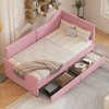 Twin Size L-Shaped Corduroy Daybed with 2 Storage Drawers for Bedroom or Apartment - 3 of 4