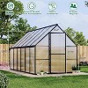 6x9 FT Aluminum Greenhouse, Polycarbonate Walk-in Outdoor Greenhouse with Roof Vent and Quick Setup Structure for Garden - 2 of 4