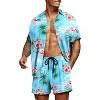 COOFANDY Men's Hawaiian Matching Set Summer Beach 2 Piece Outfits Flower Button Down Shirts - 2 of 2