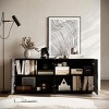 Black Modern Sideboard Buffet Cabinet with 4 Doors, Textured Accent Console Storage Cabinet for Entryway, Dining Room, or Living Room-Tanpinhause - 2 of 4