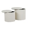 NicBex Nesting Ottomans  Set of 2 with Tray Top Faux Leather & Natural Wood, Cream - 2 of 4