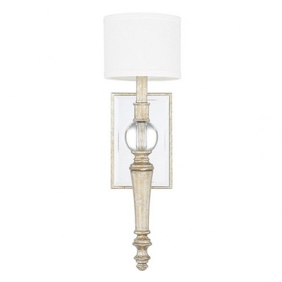 Carlyle Gilded Silver 1-Light Sconce with Clear Glass Accent