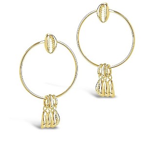 SHINE by Sterling Forever Puka Shell Charm Stud Hoop Earrings - 1 of 3