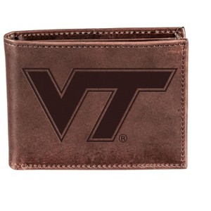 Evergreen NCAA Virginia Tech Hokies Brown Leather Bifold Wallet Officially Licensed with Gift Box - 1 of 1