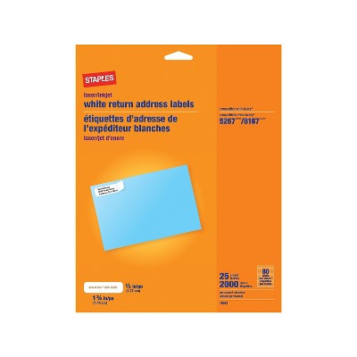 Staples Laser Inkjet Address Labels 1 2 X 1 3 4 White 80 Labels Sheet Siwj090 Target