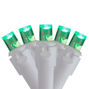Brite Star Set of 70 Green LED Wide Angle Icicle Christmas Lights - 6ft White Wire - 1 of 3