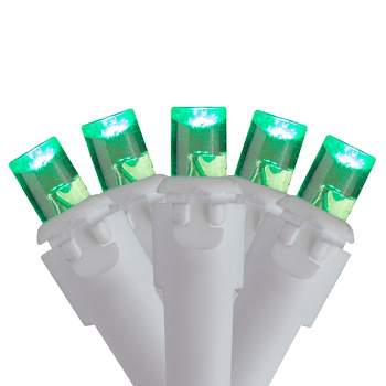 Brite Star Set of 70 Green LED Wide Angle Icicle Christmas Lights - 6ft White Wire