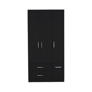 SEVOBAL Armoires 71 Inch Armoire Wardrobe Closet with Two Drawers Four Doors Shelves and Hanging Rod for Bedroom, Black, 35.4"*18.7"*71.1" - 1 of 4