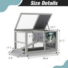 SEVOBAL Pet Crates and Houses 2 Tier Wooden Rabbit Hutch Wheels Locking Door Removable Tray for Outdoor Patio Garden Deck, Gray, 35.43"*19.7"*21.65" - 3 of 4