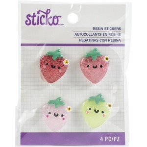 Sticko Resin Sticker - Small Strawberry, 4pcs - 1 of 2