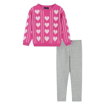 Andy & Evan  Toddler  Girls Heart Faux Shearling Sweater & Legging Set