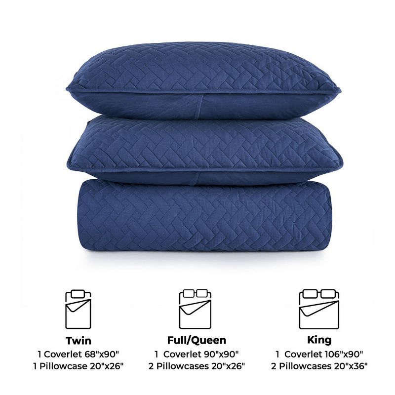 Peace Nest Premium Microfiber Ultra Soft Reversible Quilted Coverlet Set, 5 of 8