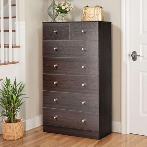 Karl Home Large 7-Drawer Dresser for Bedroom and Chest of Drawers with Sturdy Construction Wood Storage Organizer for Closet In Brown - 1 of 4