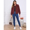 Jess by Meiko Women's Oversized Collar Plush Bomber Jacket - 3 of 4