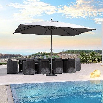 PURPLE LEAF Patio Umbrella Outdoor Table Umbrella Aluminum Frame Market Umbrella Sun Umbrella with 8 Sturdy Ribs