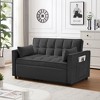 NicBex Velvet Loveseat Sofa Modern Upholstered Pull-Out Sofa Bed 3 in 1 Convertible Sleeper Sofa Bed with Adjustable Backrest and Pillows,Black - 2 of 4