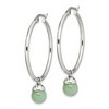 Black Bow Jewelry Green Aventurine Bead Round Hoop Earrings in Stainless Steel - 35mm - 2 of 4