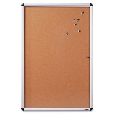 Lorell Enclosed Bulletin Board Cork 36"x48 Natural/ AM Frame 42707