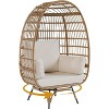 Outdoor Egg Chair, Oversized Rattan Lounge Chair with Cushions for Balcony, Bedroom, or Backyard - 3 of 4
