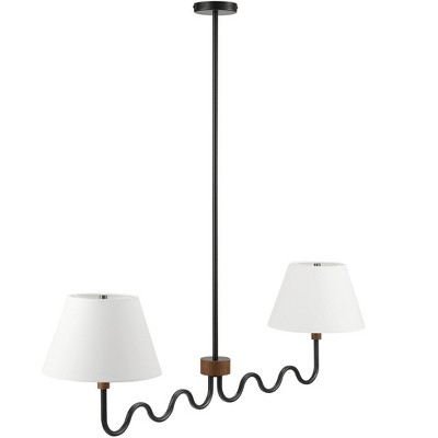Modway Sunlit 2-Light Pendant Light – Squiggle Arm Mid-Century Modern Fixture in Walnut and Black Finish
