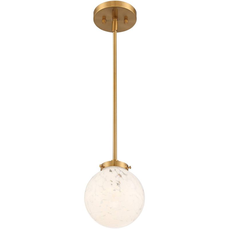 Possini Euro Design Candide Warm Brass Mini Pendant Lighting 7" Wide Mid Century Modern Art Glass Globe Shade for Dining Room House Kitchen Island, 5 of 8