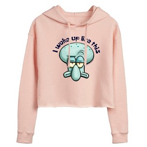 Women's - SpongeBob SquarePants - I Woke Up Like This Cropped Graphic Hoodie - 1 of 4