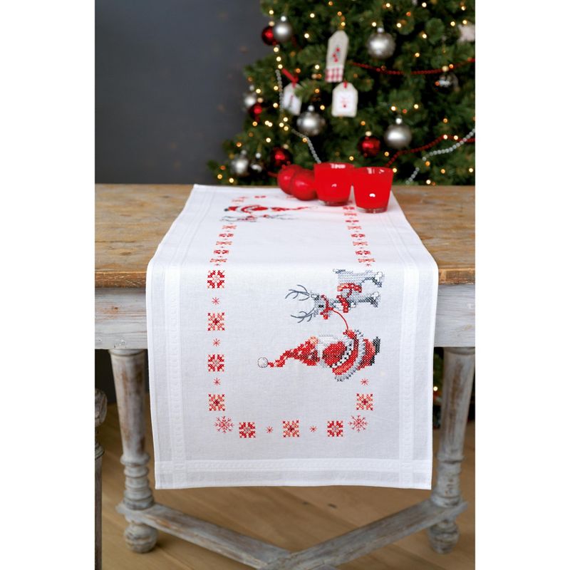 Vervaco Stamped Table Runner Cross Stitch Kit 16"X40"-Christmas Elves, 4 of 9