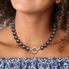 EVERLY JEWELRY | Sterling Silver 12-13 MM Vivid Grey Cultured Freshwater Pearl and Cubic Zirconia Necklace - 18 inch - 3 of 4