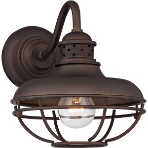 Franklin Iron Works Park Rustic Farmhouse Outdoor Wall Light Fixture Oil Rubbed Bronze Caged 9" for Post Exterior Barn Deck House Porch Yard Patio - 1 of 4