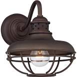 Franklin Iron Works Park Rustic Farmhouse Outdoor Wall Light Fixture Oil Rubbed Bronze Caged 9" for Post Exterior Barn Deck House Porch Yard Patio