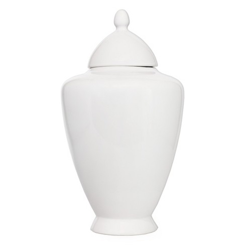 Auldhome Design White Ceramic Ginger Jar; Decorative Home Decor Vase W ...