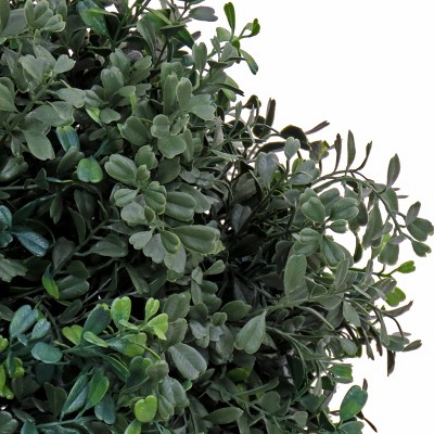24" Green Plastic Boxwood Topiary in Black Pot with Lights