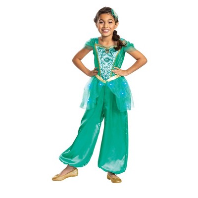 Disney Toddler Girls Aladdin's Blue & Gold Sequin Jasmine Jumpsuit Costume  3T-4T