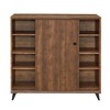 Royal Hampton Wooden Shoe Cabinet with 2 Sliding Doors and Splayed Legs, Oak Brown - 4 of 4